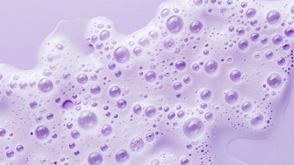 Spumant de baie de culoare violet făcut spuma, văzută de aproape